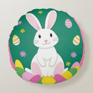 Schattige Paashaas Met Decoratieve Eieren Rond Kussen