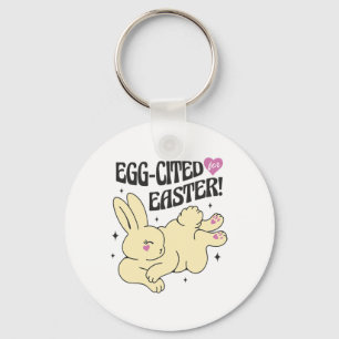 Schattige Paashaas Met Egg-cited Citaat  Sleutelhanger