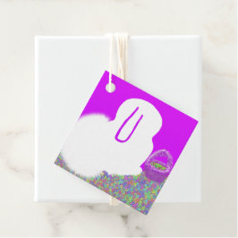 Schattige paashaas met heldere pastelbloemen bedankjes labels