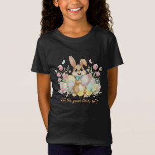 Schattige Paashaas met Kleurrijke Eieren en Lente T-shirt