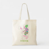 Schattige paashaas met kleurrijke eieren tote bag (Achterkant)