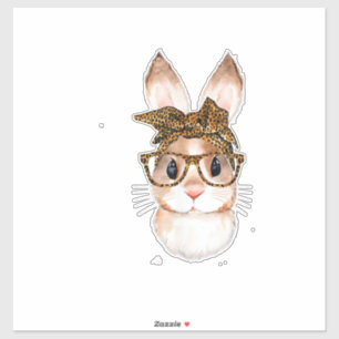 Schattige Paashaas Moeder Paashaas Luipaard Jaar v Sticker