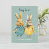 Schattige paashaas paar feestdagenkaart (Staand voorkant)