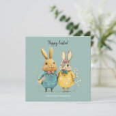 Schattige paashaas paar feestdagenkaart (Staand voorkant)
