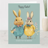 Schattige paashaas paar kaart (Voorkant)