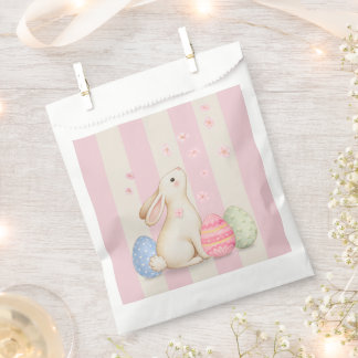 Schattige Paashaas, Pastel Eieren, en Roze Strepen Bedankzakje