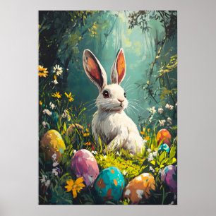 Schattige paashaas schilderij poster