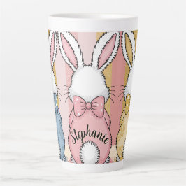 Schattige Paashaas Trio Pastel Animal Print, Naam Latte Mok