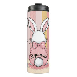 Schattige Paashaas Trio Pastel Animal Print, Naam Thermosbeker