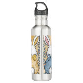 Schattige Paashaas Trio Pastel Animal Print, Naam Waterfles (Achterkant)
