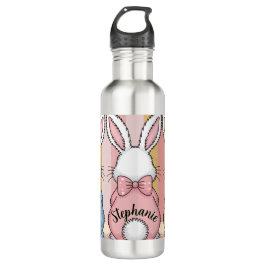 Schattige Paashaas Trio Pastel Animal Print, Naam Waterfles