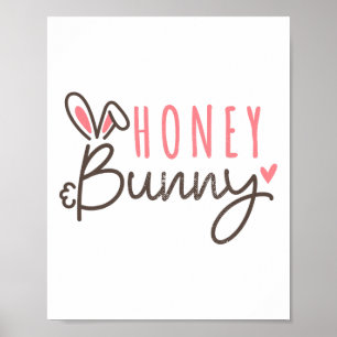 Schattige Paashaas Vintage Gelukkig Pasen Honey Bu Poster