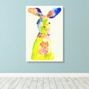 Schattige paashaas watercolor kunst canvas afdruk