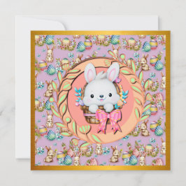 Schattige Paashaas Zit in de Mand Kaart