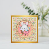 Schattige Paashaas zit in de mand Kaart (Staand voorkant)