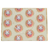 Schattige paashaas zitten in de mand groot cadeauzakje (Voorkant)