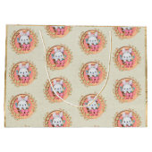 Schattige paashaas zitten in de mand groot cadeauzakje (Achterkant)