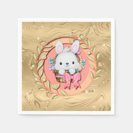 Schattige paashaas zitten in de mand servet