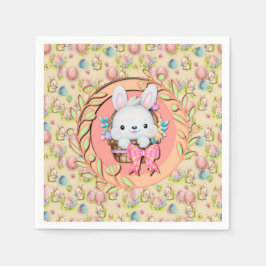 Schattige paashaas zitten in de mand servet