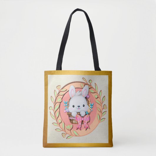 Schattige paashaas zitten in de mand tote bag (Voorkant)