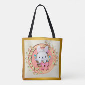 Schattige paashaas zitten in de mand tote bag (Achterkant)