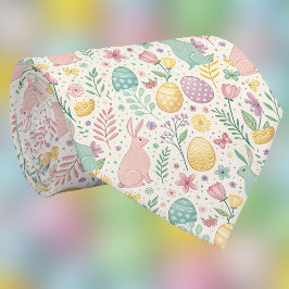 Schattige Paashaasjes met Pastel Eieren en Varens Stropdas