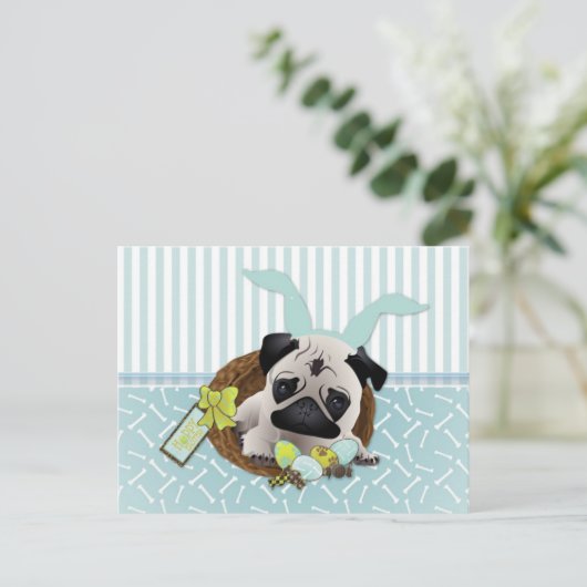 Schattige paashandschoenen met eieren, manden feestdagenkaart (Staand voorkant)