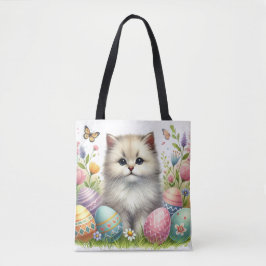 Schattige Paaskat Canvas tas – Waterverf Design