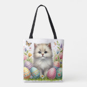 Schattige Paaskat Canvas tas – Waterverf Design (Achterkant)