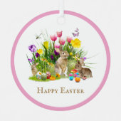 Schattige Paaskonijn en Flower Garden Ornament (Voorkant)