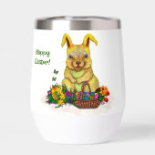 Schattige paaskonijn met eitjes en bloemen (Achterkant)