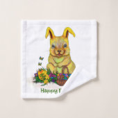 Schattige paaskonijn met eitjes en bloemen bad handdoek (Wasdoekje)