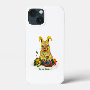 Schattige paaskonijn met eitjes en bloemen Case-Mate iPhone case
