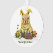 Schattige paaskonijn met eitjes en bloemen ornament (voorkant)