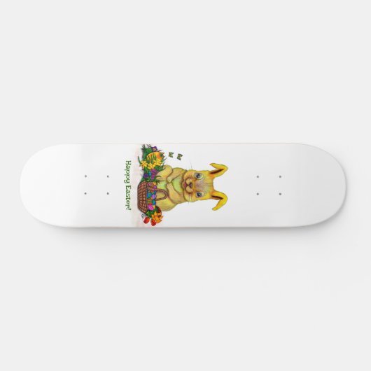 Schattige paaskonijn met eitjes en bloemen persoonlijk skateboard (Horizontaal)