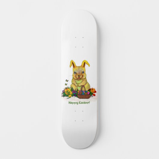 Schattige paaskonijn met eitjes en bloemen persoonlijk skateboard (Voorkant)
