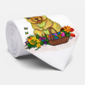 Schattige paaskonijn met eitjes en bloemen stropdas (Opgerold)