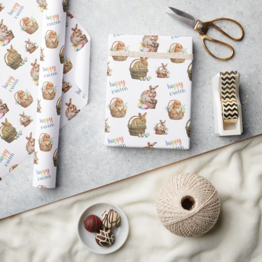 Schattige Paaskonijnpatroon van de Waterverf Cadeaupapier (Crafts)