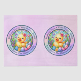 Schattige paaskuiken, bloemen en kleurrijke eieren tissuepapier