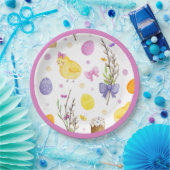 Schattige paaskuiken & eierpastel papieren bordje (Feest)