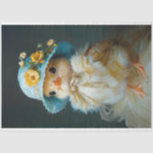 Schattige Paaskuiken in Bloemen Pet Decoupage Tissuepapier (Voorkant)