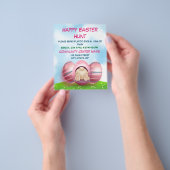 Schattige paasmakerij met roze strepen en rooster flyer (Hand)