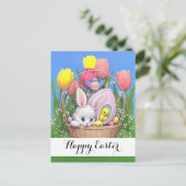 Schattige  paasmandje briefkaart (Staand voorkant)