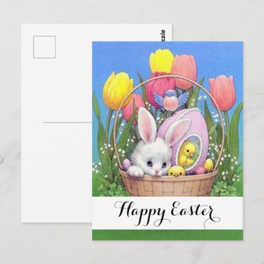 Schattige  paasmandje briefkaart (Voorkant / Achterkant)