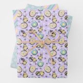 Schattige paastekening en pastelpaaspatroon inpakpapier vel (In situ)