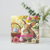 Schattige Paasvakantie Kaart Pastel Spring (Staand voorkant)