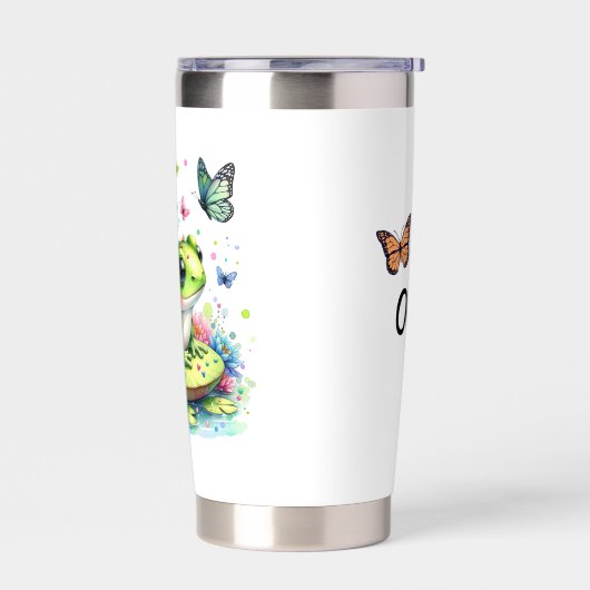 Schattige pad en vlinders gepersonaliseerd geïsoleerde drinkbeker (Links)
