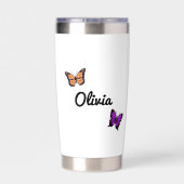 Schattige pad en vlinders gepersonaliseerd geïsoleerde drinkbeker (Achterkant)