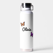 Schattige pad en vlinders gepersonaliseerd waterfles (Achterkant)