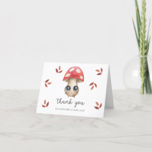 Schattige paddenstoel - baby shower dank u bedankkaart